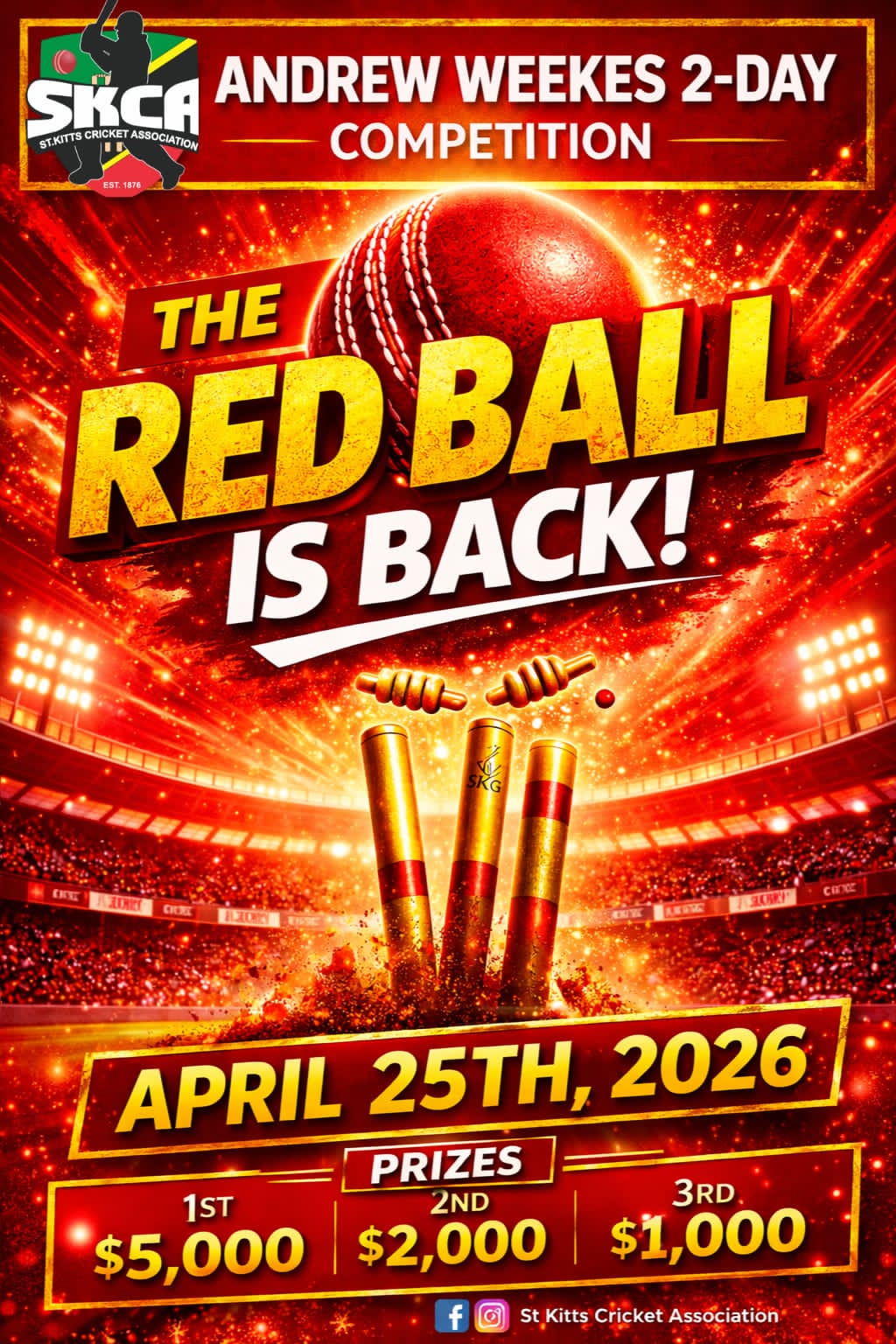 Red Ball Cricket Returns as SKCA Launches Andrew Weekes Two-Day Competition