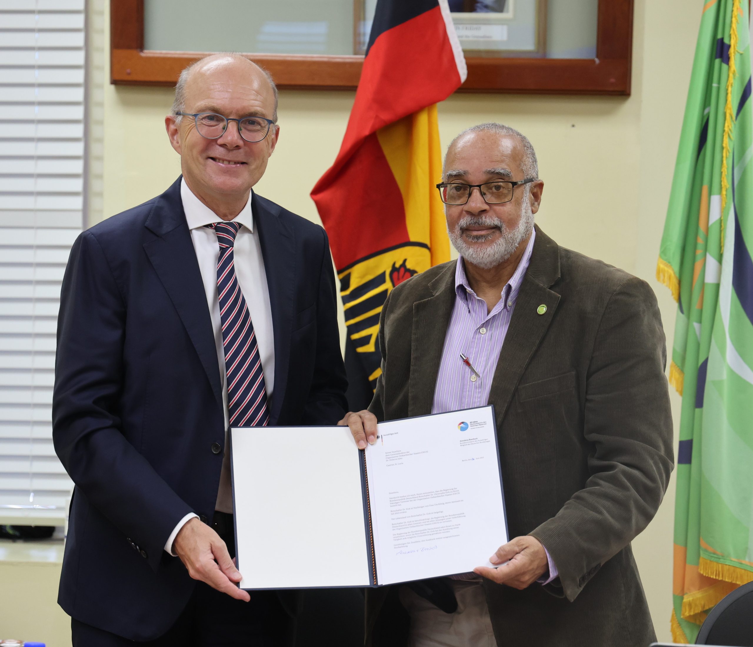 H.E. Dr. Christophe Nicolas Eick of the Federal Republic of Germany Presents Letters of Credence to the OECS Director General