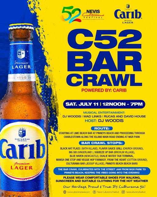Carib Premium Lager Powers C52 Bar Crawl at Nevis Culturama 52