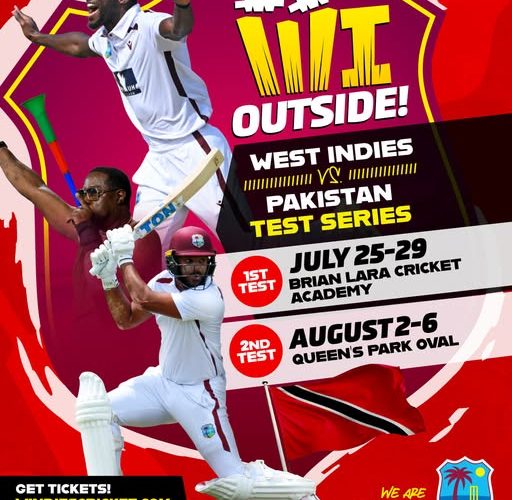Cricket : West Indies Set to Host Pakistan in Exciting Two-Test Series