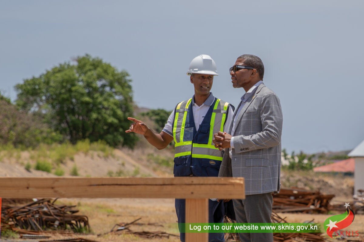 Prime Minister Drew Pleased with Strong Progress and Job Creation at Basseterre High School Construction Site