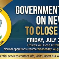 Government Offices on Nevis to Close Early on July 31