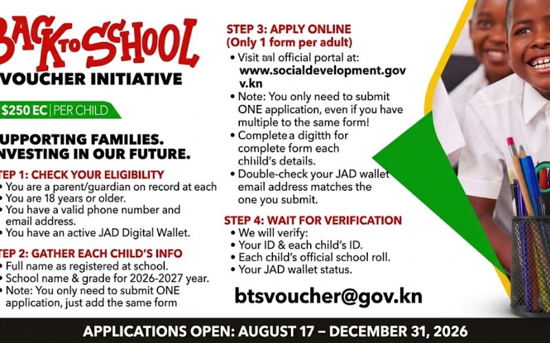 Government Launches $250 EC “Back to School” Voucher Initiative to Support Families for the 2026–2027 Academic Year