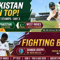 Cricket : Pakistan’s Spinners Rattle West Indies as Hosts Collapse To 103/6 On Day 3
