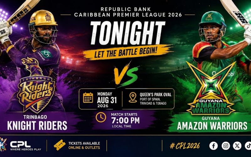 Trinbago Knight Riders  Face Guyana  Amazon  Warriors in Tonight’s CPL Clash