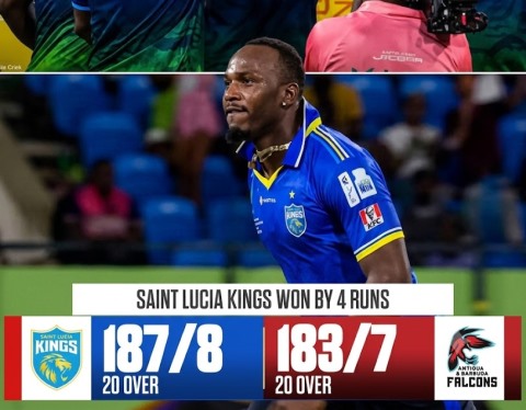 Cricket : Saint Lucia Kings Hold Off Falcons In 4-Run Thriller at Arnos Vale