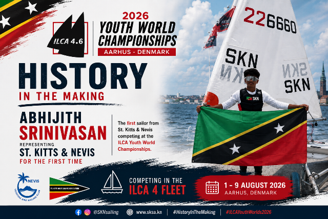 Abhijith Srinivasan Makes History as St. Kitts and Nevis Debuts at the 2026 ILCA 4 Youth World Championships