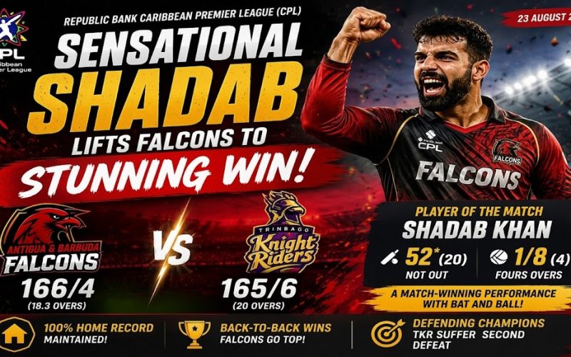 Sensational Shadab Lifts  Falcons to  Stunning  Win