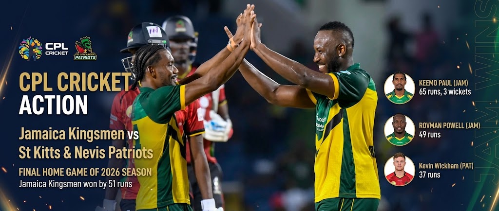 Jamaica Kingsmen Dominate St. Kitts-Nevis Patriots in 51-Run CPL Victory
