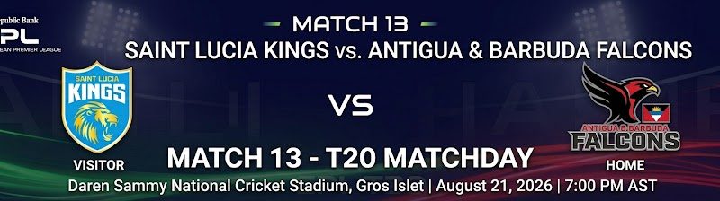 Caribbean Premier League 2026: Saint Lucia Kings Host Jamaica Kingsmen in Match 13 Clash