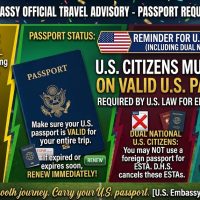 U.S. Embassy Reminds Dual Nationals: U.S. Citizens Must Travel on Valid U.S. Passports