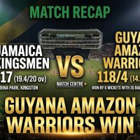 Guyana Amazon Warriors Dominate  Jamaica Kingsmen in Emphatic Six-Wicket  Victory  at Sabina Park