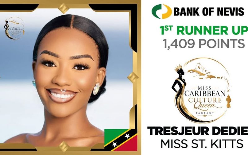 Tresjeur Dedier of St. Kitts Named 1st Runner-Up at the Bank of Nevis Miss Caribbean Culture Queen 2026 Pageant