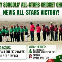 Nevis Primary Schools’ All-Stars Secure Dominant 8-Wicket Victory Over St. Kitts At Et Willett Park