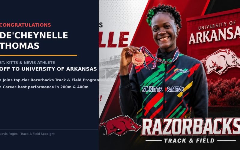 St. Kitts’ DeCheynelle Thomas Heads to the University of Arkansas to Continue Academic and Athletic Career