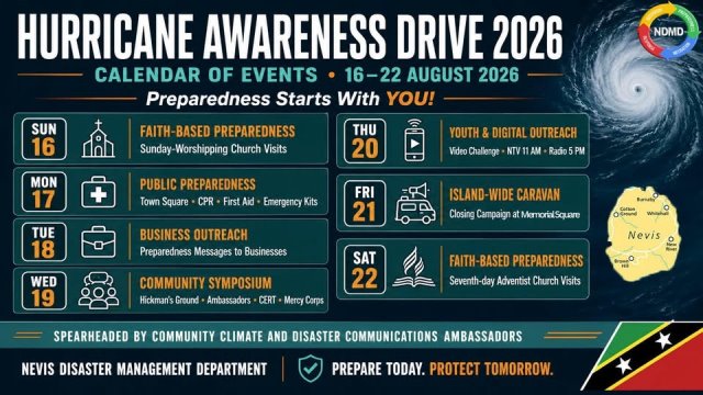The Nevis Disaster Management Department Announces a Week-Long Hurricane Awareness Campaign For 2026
