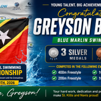 Young Swimmer Greyson Burrell Wins Four Medals at SVG National Swimming Championship