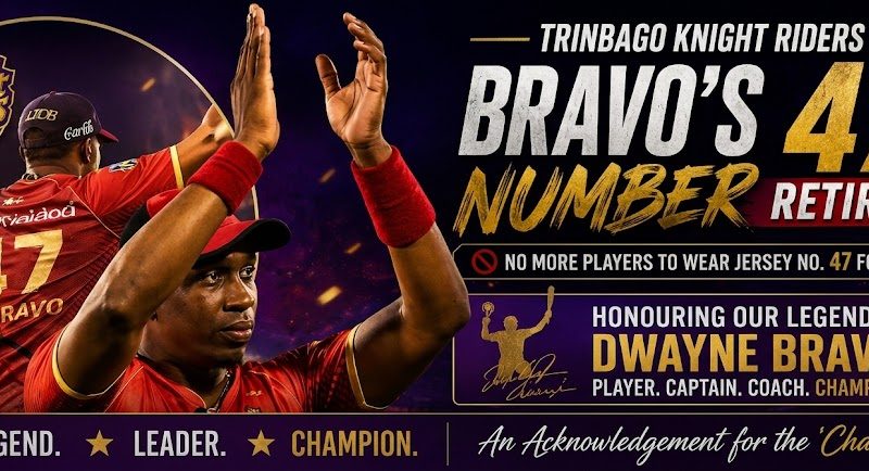 Cricket : Trinbago Knight Riders Retire Dwayne Bravo’s Iconic No. 47 Jersey