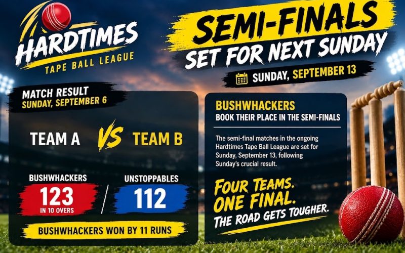 Cricket : Hardtimes League Semi-Finals Set for Next Sunday