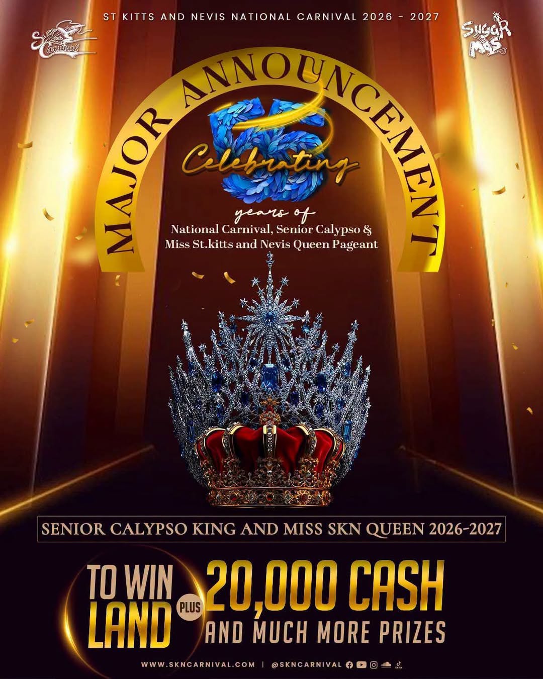 Winners of Senior Calypso Monarch and Miss St. Kitts and Nevis Queen to Receive EC$20,000 Each