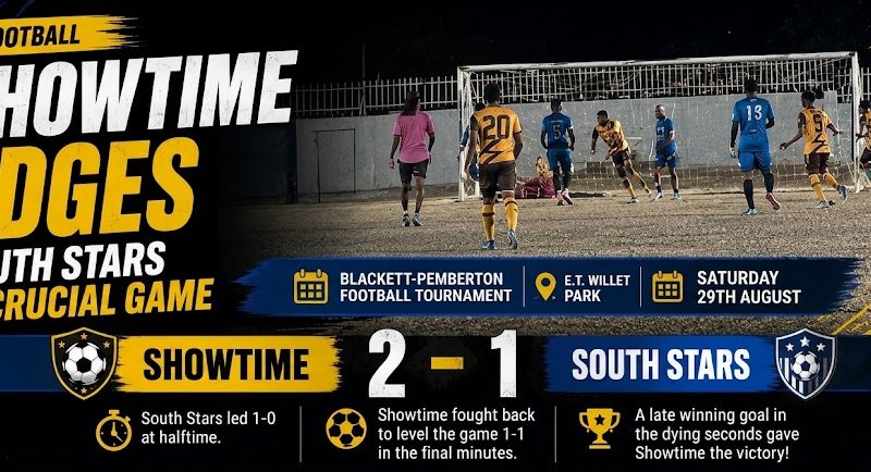 Showtime Edges South Stars in Thrilling Finish at Blackett-Pemberton Football Tournament