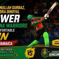 CPL : Gurbaz and Dindyal Power Guyana Amazon Warriors to Comfortable Eight-Wicket Victory Over Jamaica Kingsmen