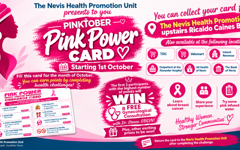 The Nevis Health Promotion Unit Launches “Pinktober Pink Power Card” Challenge to Promote Breast Cancer Awareness