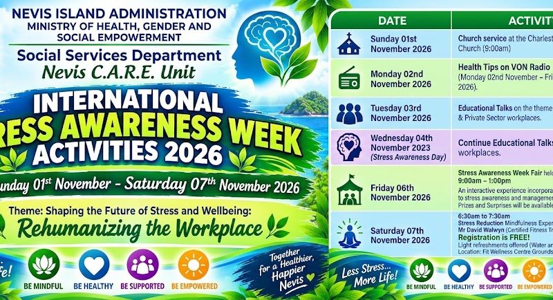Nevis CARE Centre to Observe International Stress Awareness Week