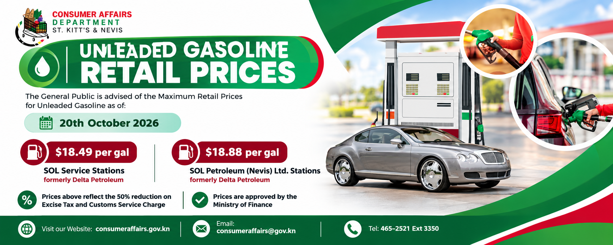 Unleaded Gasoline Prices as of October 20 2026