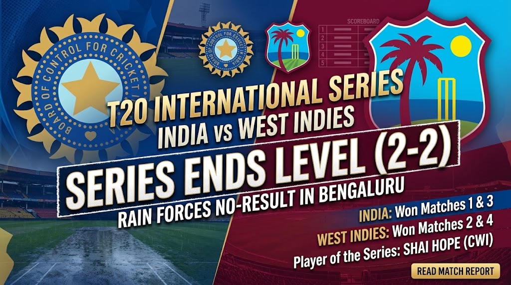 Series Ends Level as Rain Washes Out Decider in Bengaluru