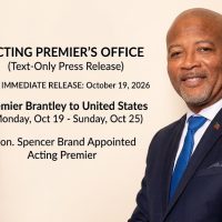 Premier Brantley Travels to the United States on Official Business; Hon. Spencer Brand Appointed Acting Premier