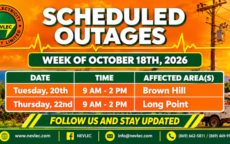 NEVLEC Announces Scheduled Power Outages for Brown Hill and Long Point