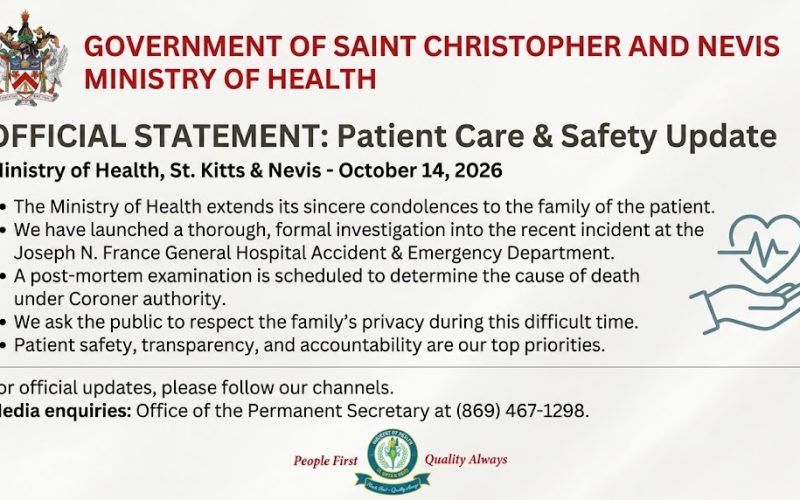 Ministry of Health Statement Regarding Patient Death at Joseph N. France General Hospital