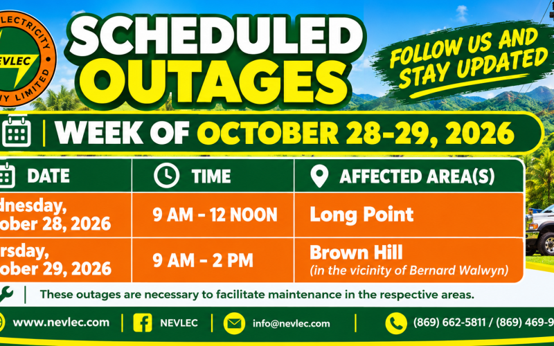 NEVLEC Announces Scheduled Electricity Outages for Long Point and Brown Hill