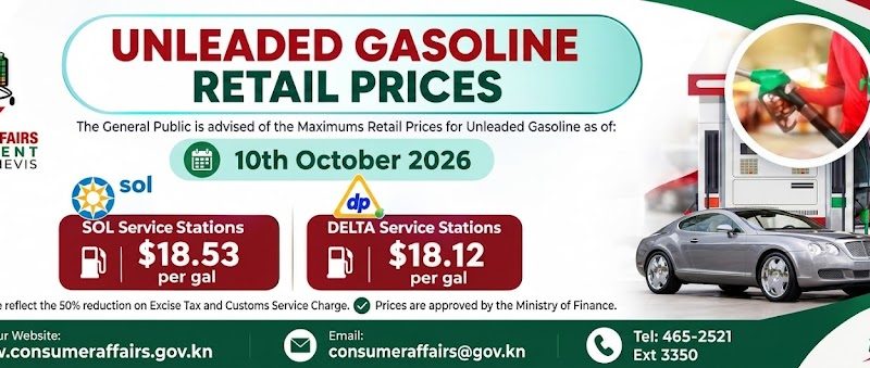 Consumer Affairs Department Announces Maximum Retail Prices for Unleaded Gasoline
