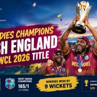 Cricket :West Indies Champions Crush England by Nine Wickets to Win WCL 2026 Title